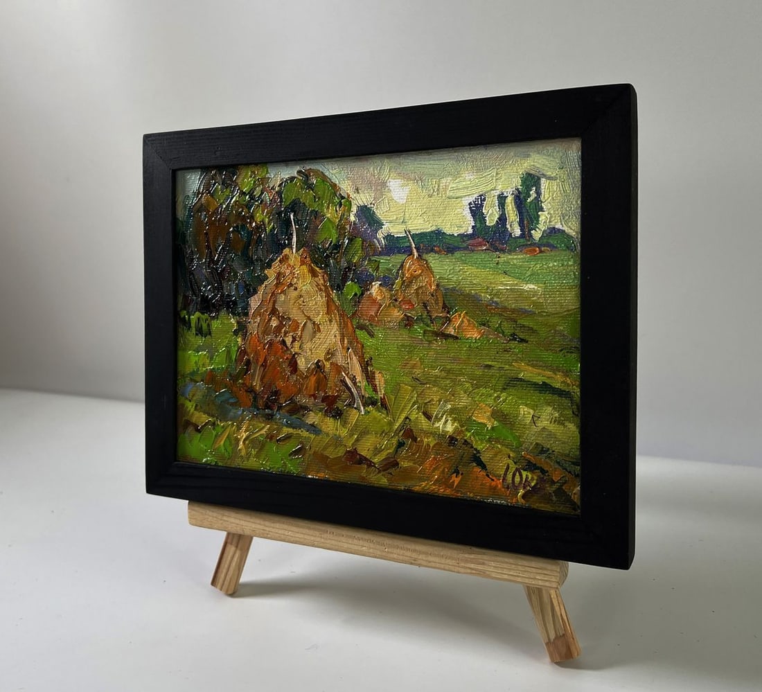 Oil painting Haystacks in the field Oksana Ivanyuk - 2