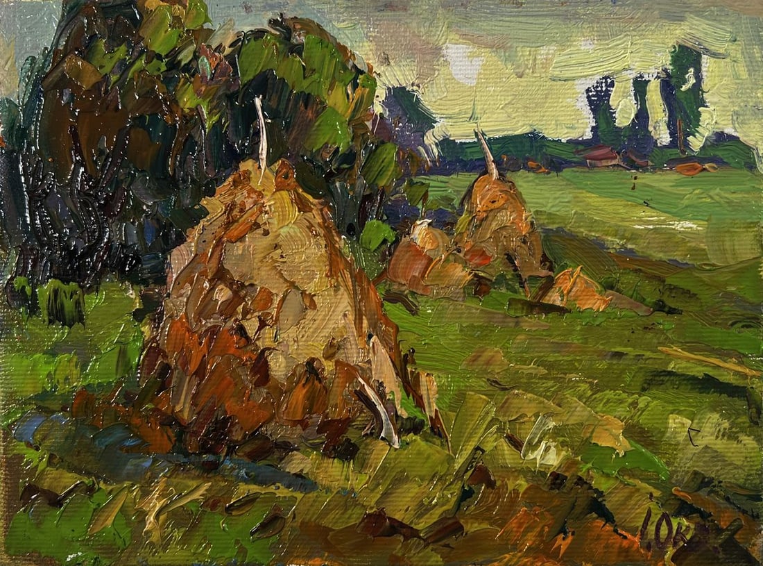 Oil painting Haystacks in the field Oksana Ivanyuk - 3