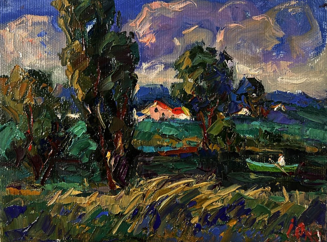 Oil painting Rain is coming to the village Oksana Ivanyuk - 3
