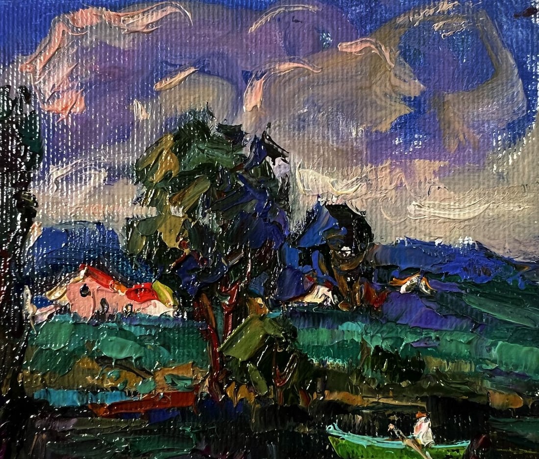 Oil painting Rain is coming to the village Oksana Ivanyuk - 4