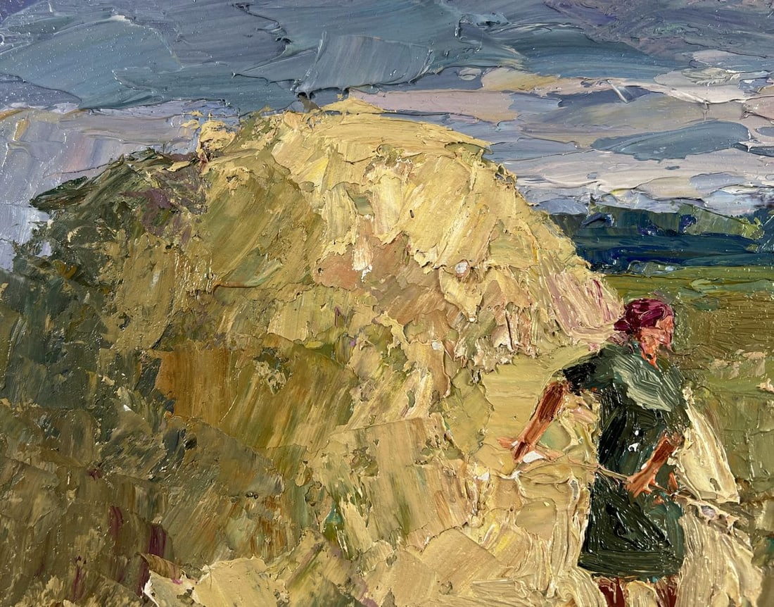 Oil painting Working in the field under a blue clear sky Boris Serdyuk - 7