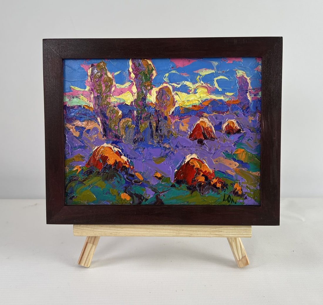 Oil painting In the blue distance of dreams Alex Kalenyuk: Title: Oil painting In the blue distance of dreams Alex Kalenyuk Description: NoAAA5066The oil painting on Cardboard titled "In the Blue Distance of Dreams" is a mesmerizing composition that blends im