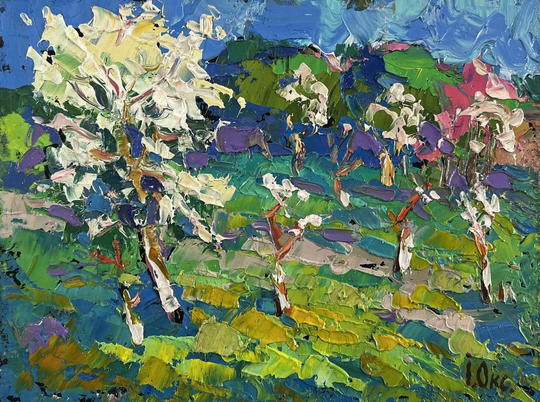 Oil painting Blooming spring garden Oksana Kalenyuk - 3
