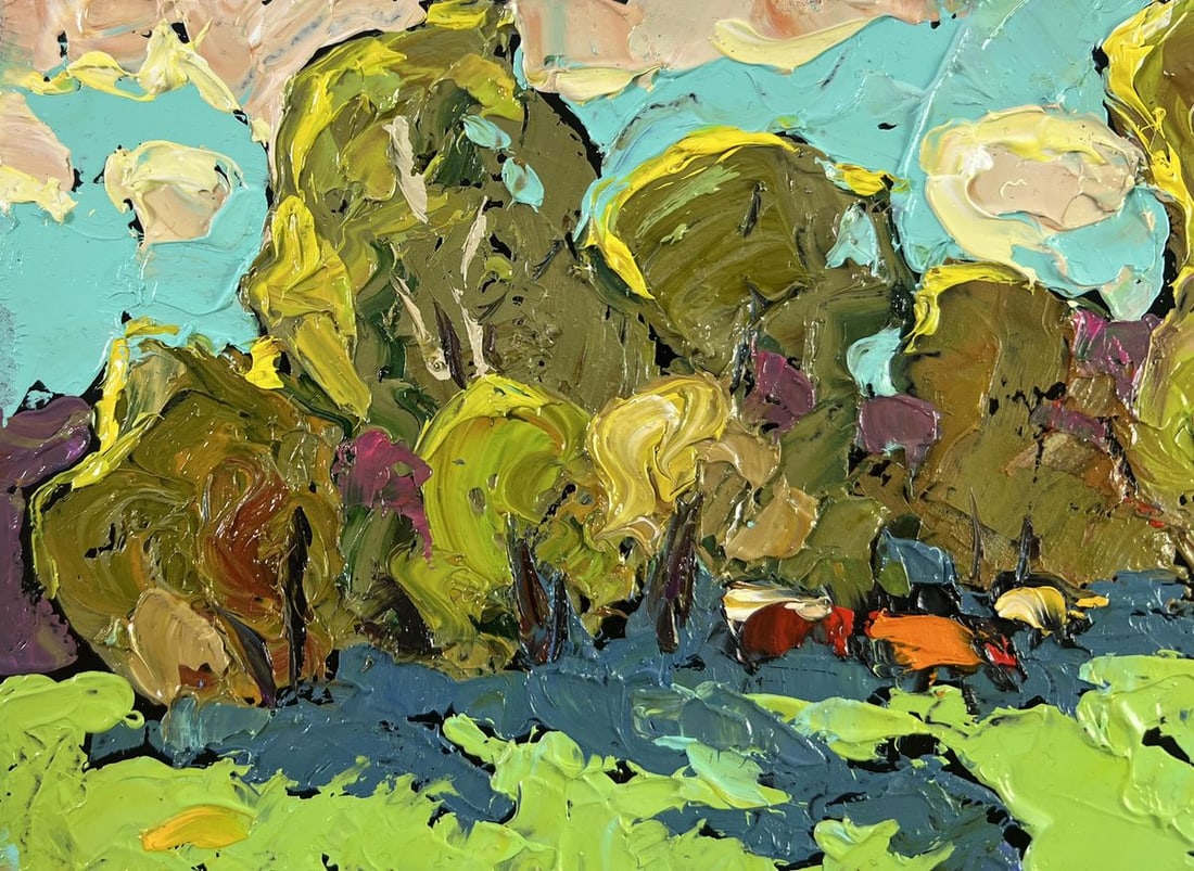 Oil painting Where the field meets the forest Alex Kalenyuk - 7
