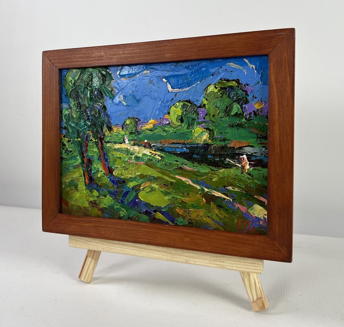 Oil painting Sky through green branches Alex Kalenyuk - 2