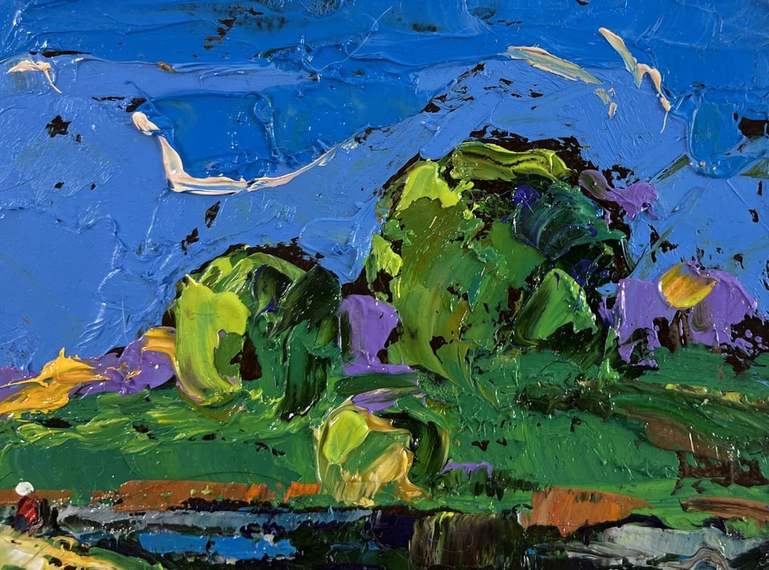 Oil painting Sky through green branches Alex Kalenyuk - 4