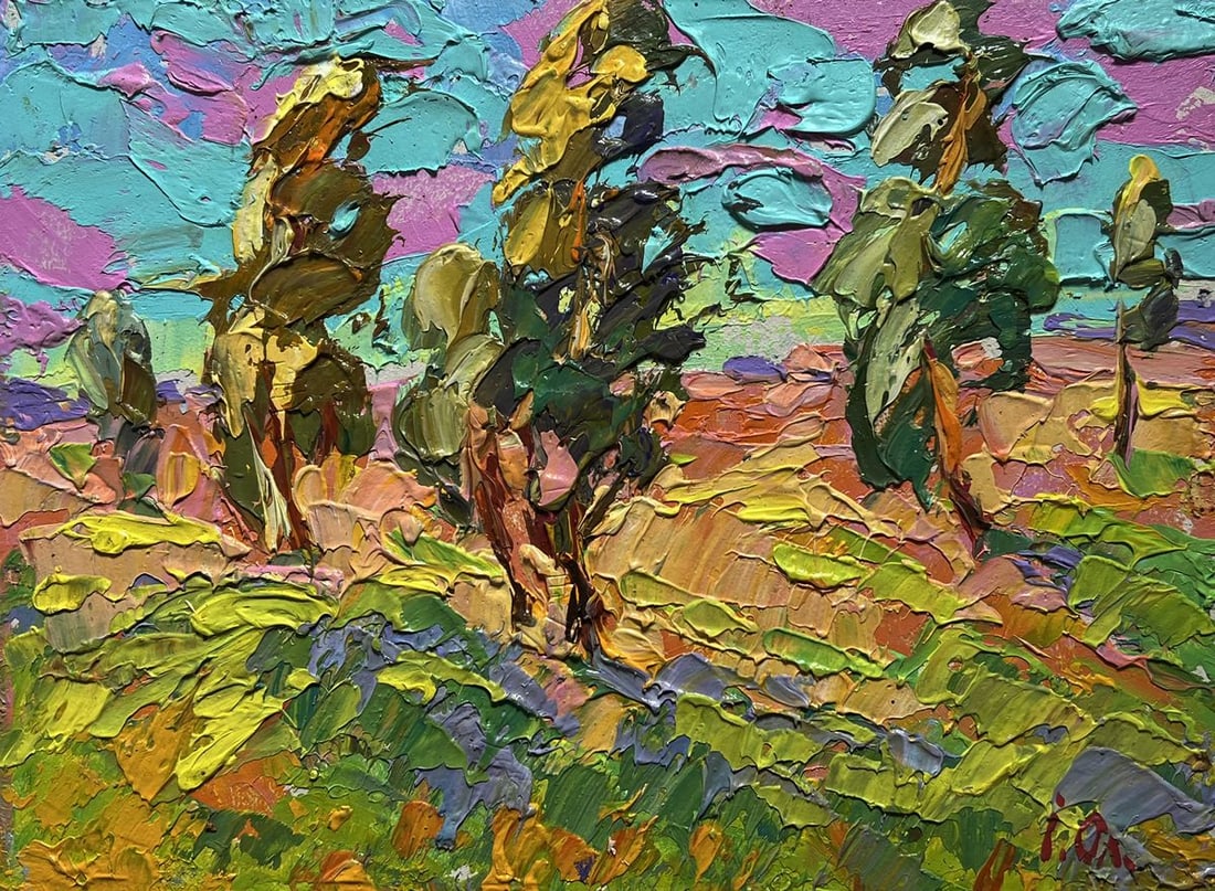 Oil painting Rustle of poplar trees Alex Kalenyuk - 3