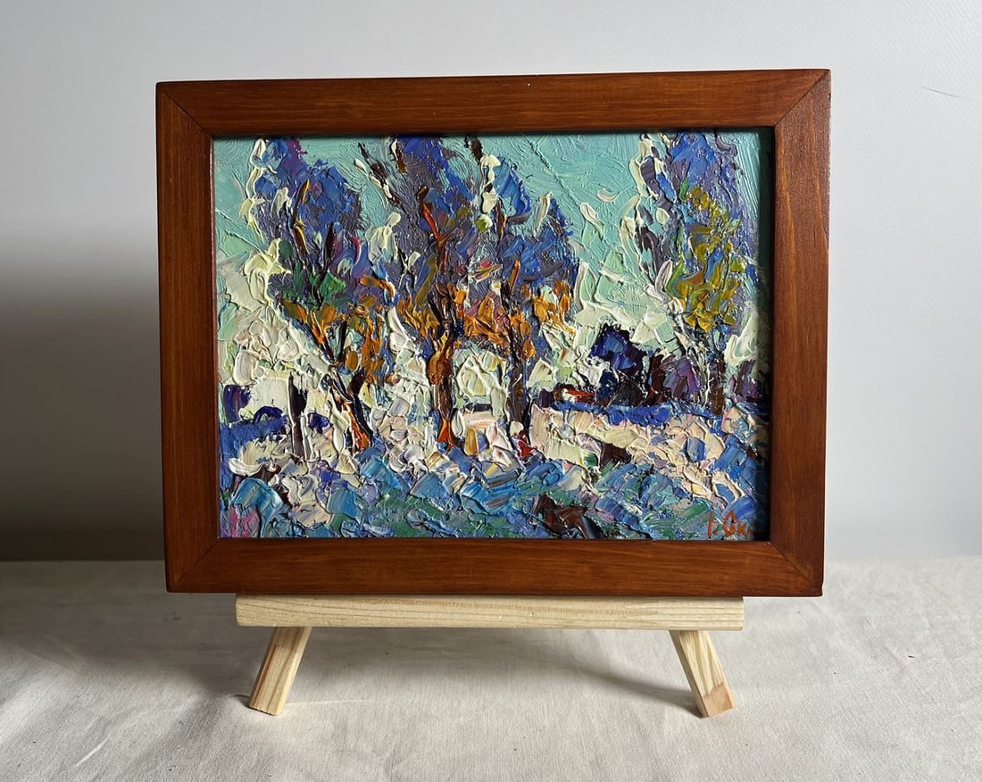 Oil painting Young poplars in the field Oksana Kalenyuk (1 of 10)