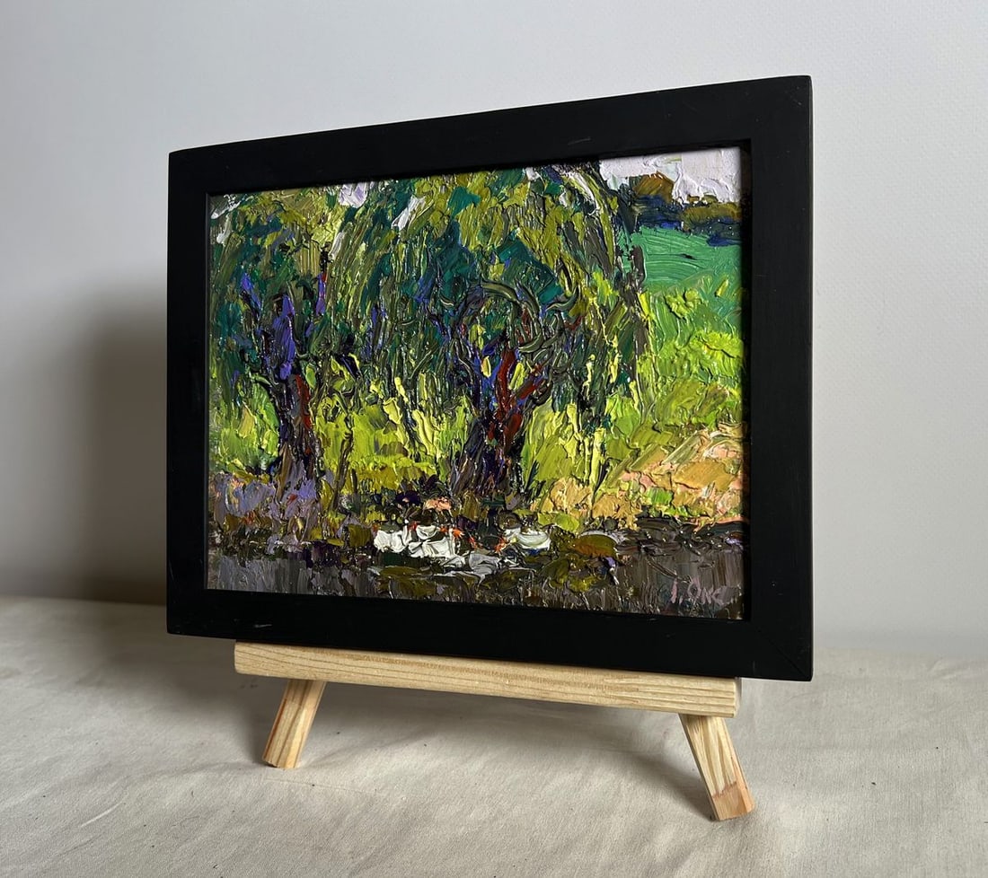 Oil painting The ducks hid near the tree Oksana Kalenyuk - 2