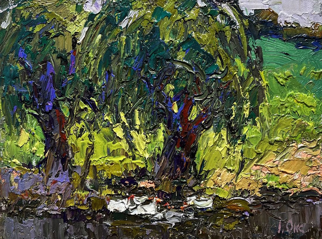 Oil painting The ducks hid near the tree Oksana Kalenyuk - 3