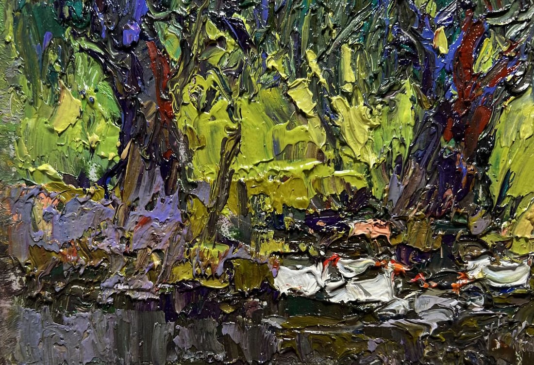 Oil painting The ducks hid near the tree Oksana Kalenyuk - 5