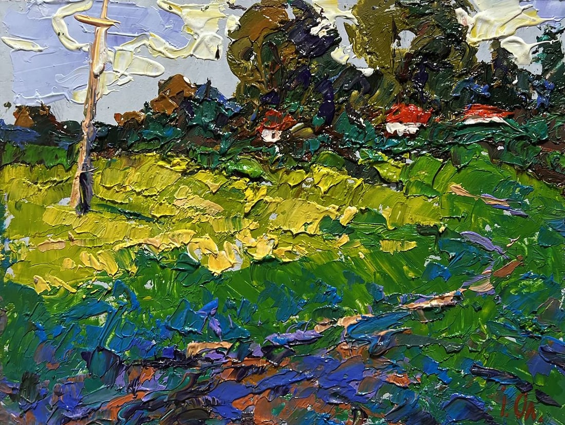 Oil painting Yellow fields near the village Alex Kalenyuk - 3