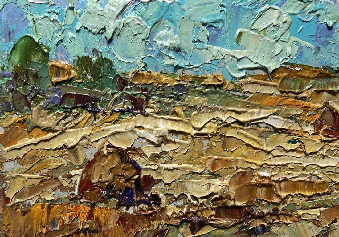 Oil painting White clouds over the field Alex Kalenyuk - 5