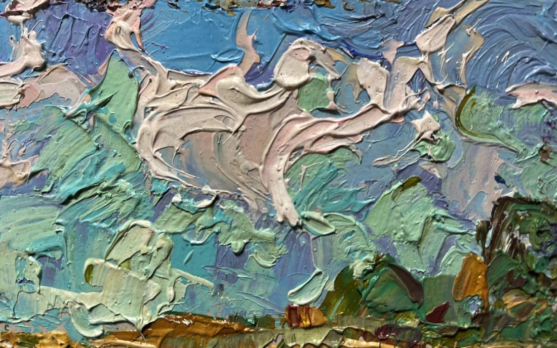 Oil painting White clouds over the field Alex Kalenyuk - 6