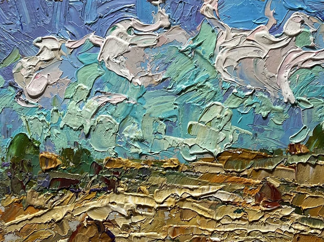 Oil painting White clouds over the field Alex Kalenyuk - 7