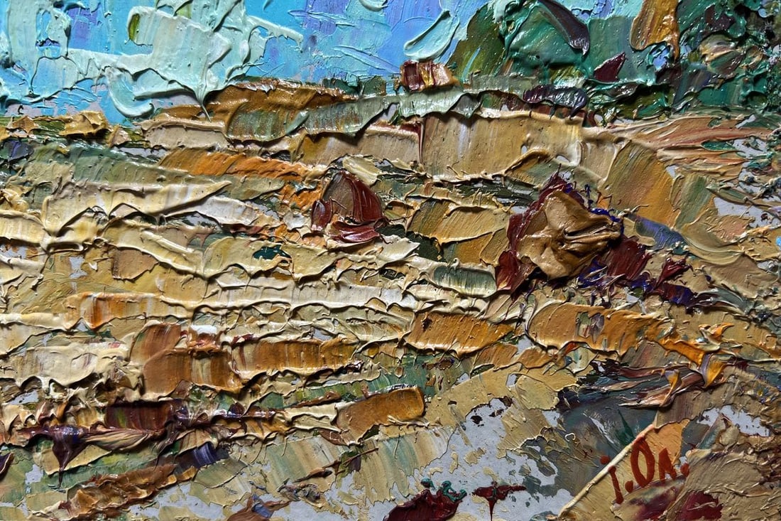 Oil painting White clouds over the field Alex Kalenyuk - 9