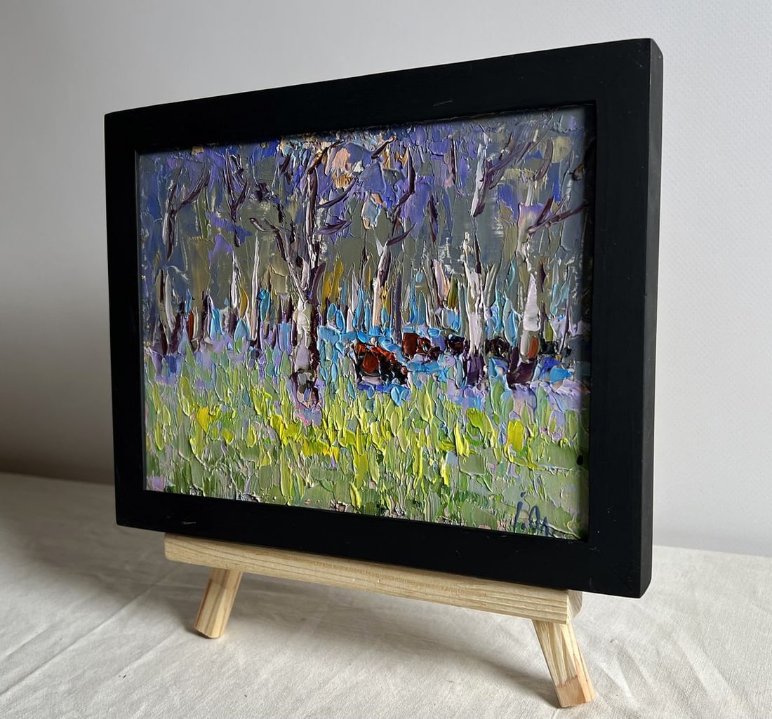 Oil painting Early spring and the meadows are in bloom Alex Kalenyuk - 2