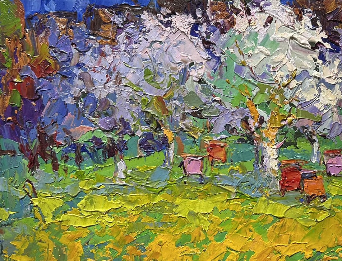 Oil painting Spring apiary Oksana Kalenyuk - 7