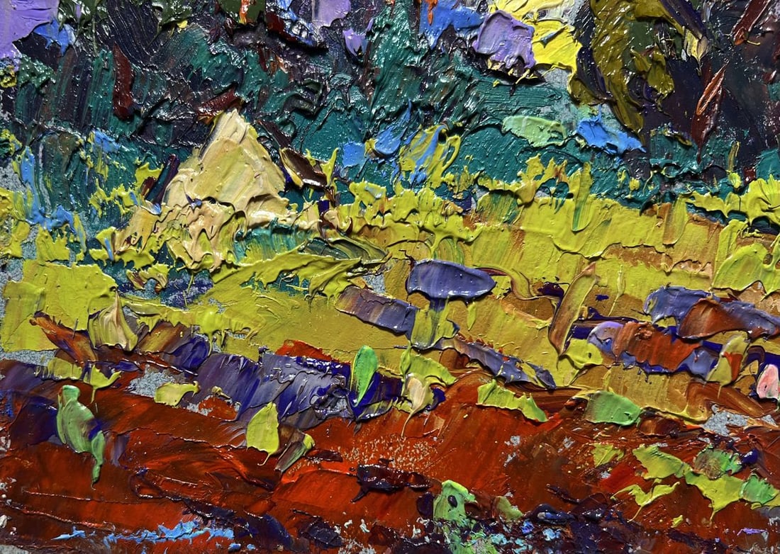 Oil painting Plowed field and haystacks Alex Kalenyuk - 5