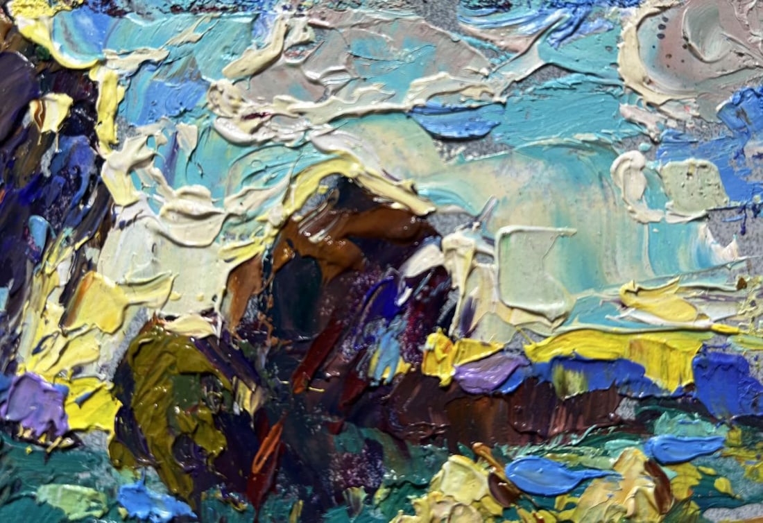Oil painting Plowed field and haystacks Alex Kalenyuk - 6
