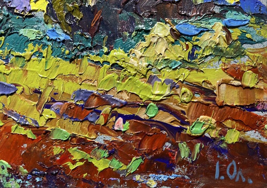 Oil painting Plowed field and haystacks Alex Kalenyuk - 9