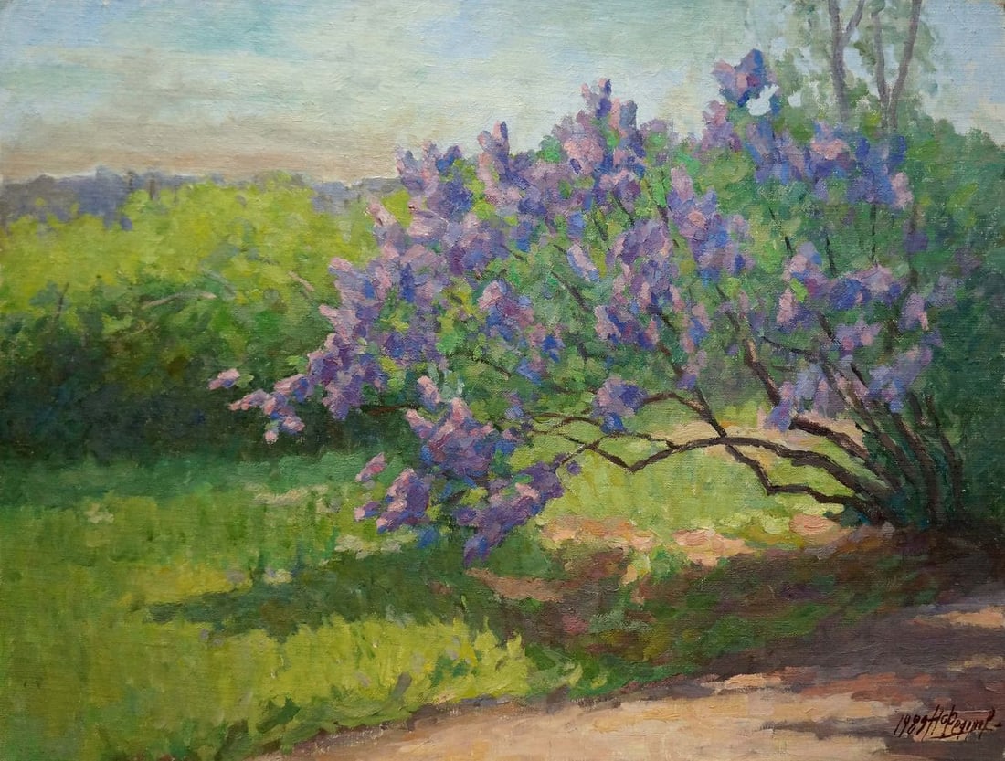 Oil painting Lilac blooms Fedorov Nikolay Alekseevich: Title: Oil painting Lilac blooms Fedorov Nikolay Alekseevich Description: NoVerns 702 *** ABOUT THIS PAINTING *** * TITLE: "Lilac blooms" * ARTISTS: Fedorov Nikolay Alekseevich * SIZE: 50x66 cm/'19.68