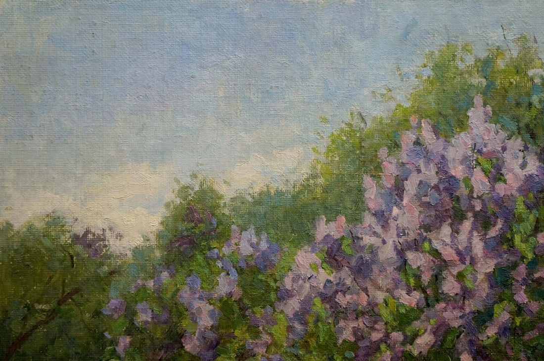 Oil painting Lilac blooms by the yard Fedorov Nikolay Alekseevich - 3