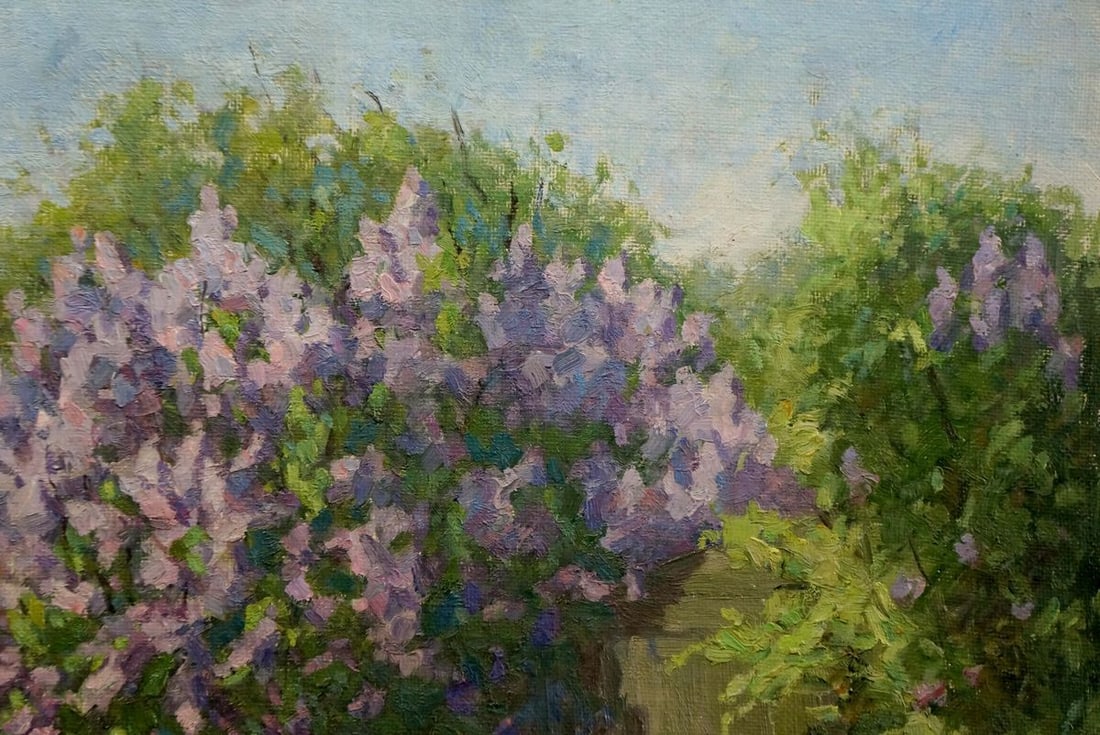 Oil painting Lilac blooms by the yard Fedorov Nikolay Alekseevich - 4