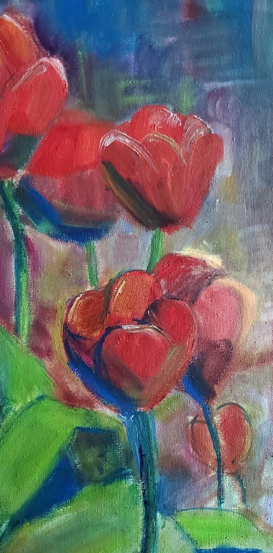 Oil painting Tulips in the open air Daniil Litvinov - 3