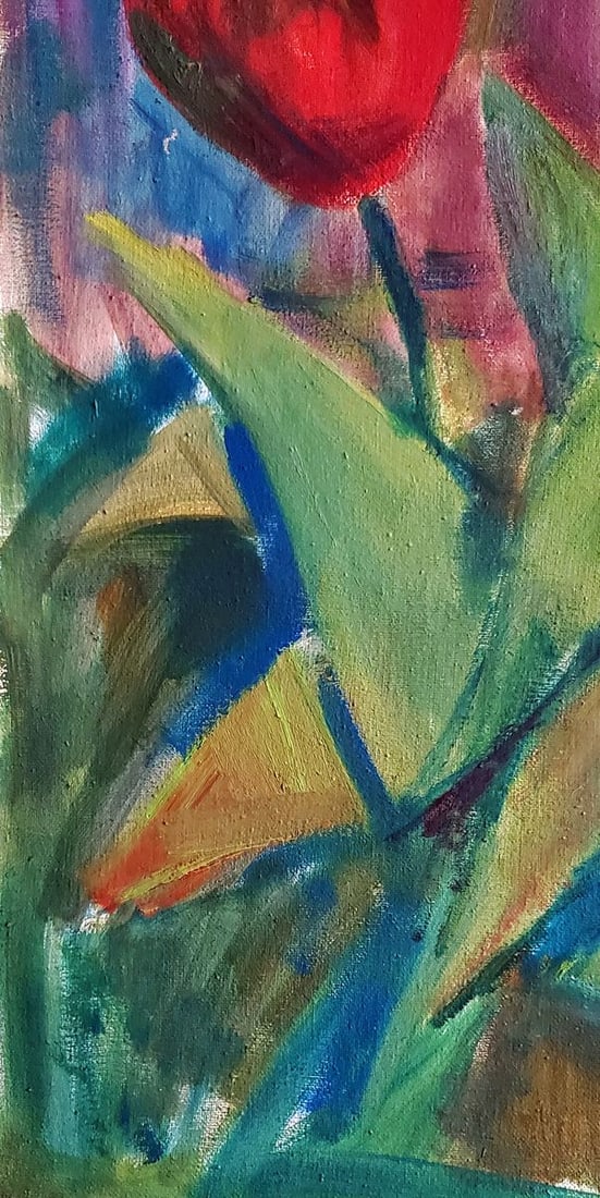 Oil painting Tulips in the open air Daniil Litvinov - 5