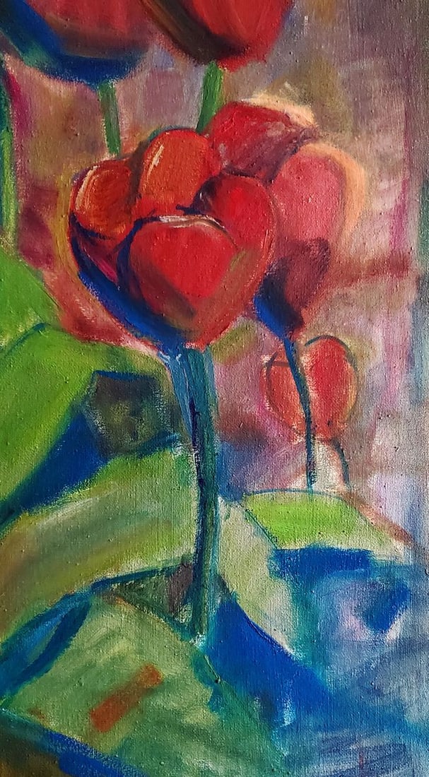 Oil painting Tulips in the open air Daniil Litvinov - 6