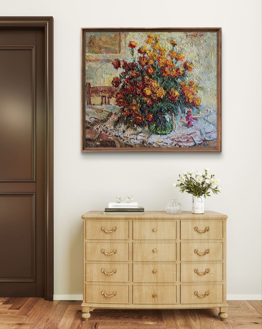 Oil painting Bright marigolds Oksana Ivanyuk - 3