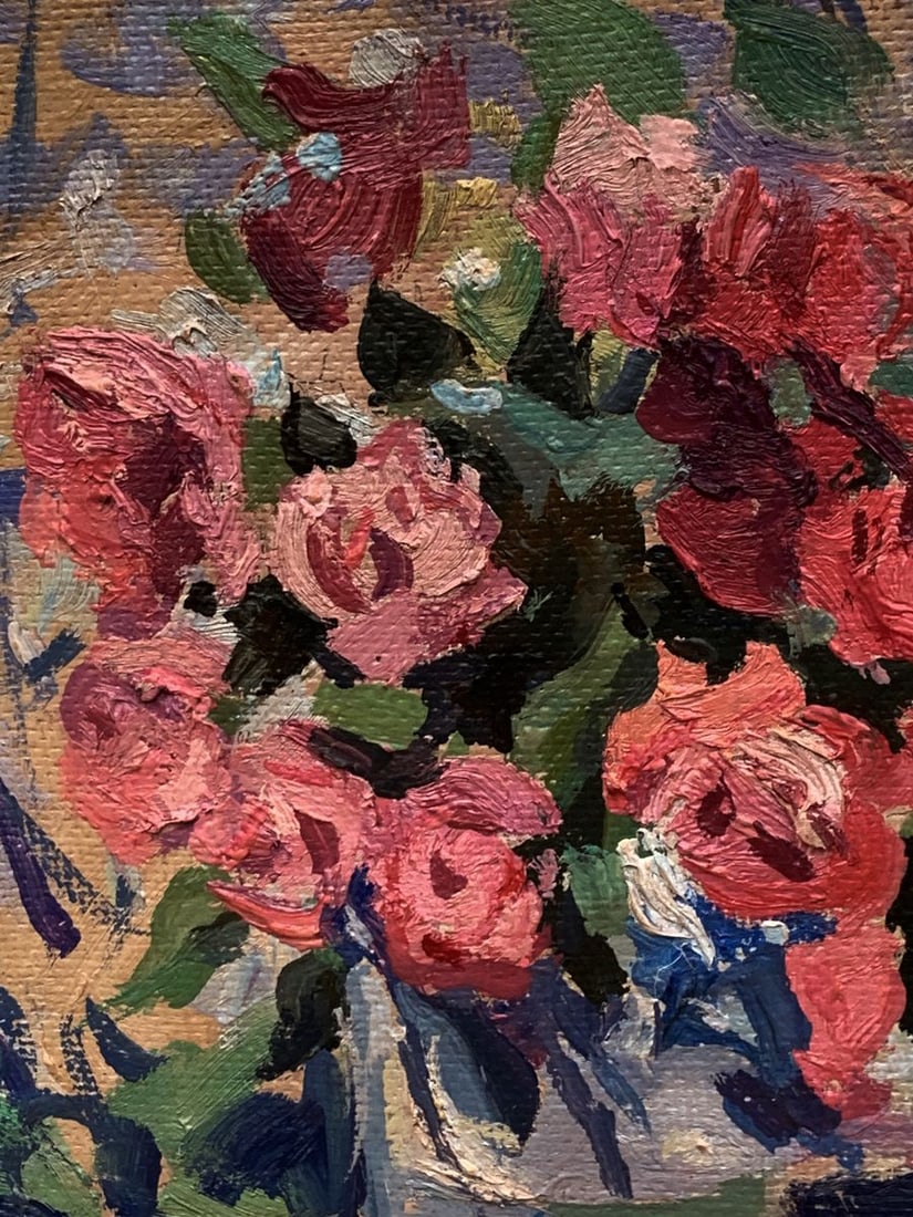 Oil painting A gift of red roses Unknown artist - 6