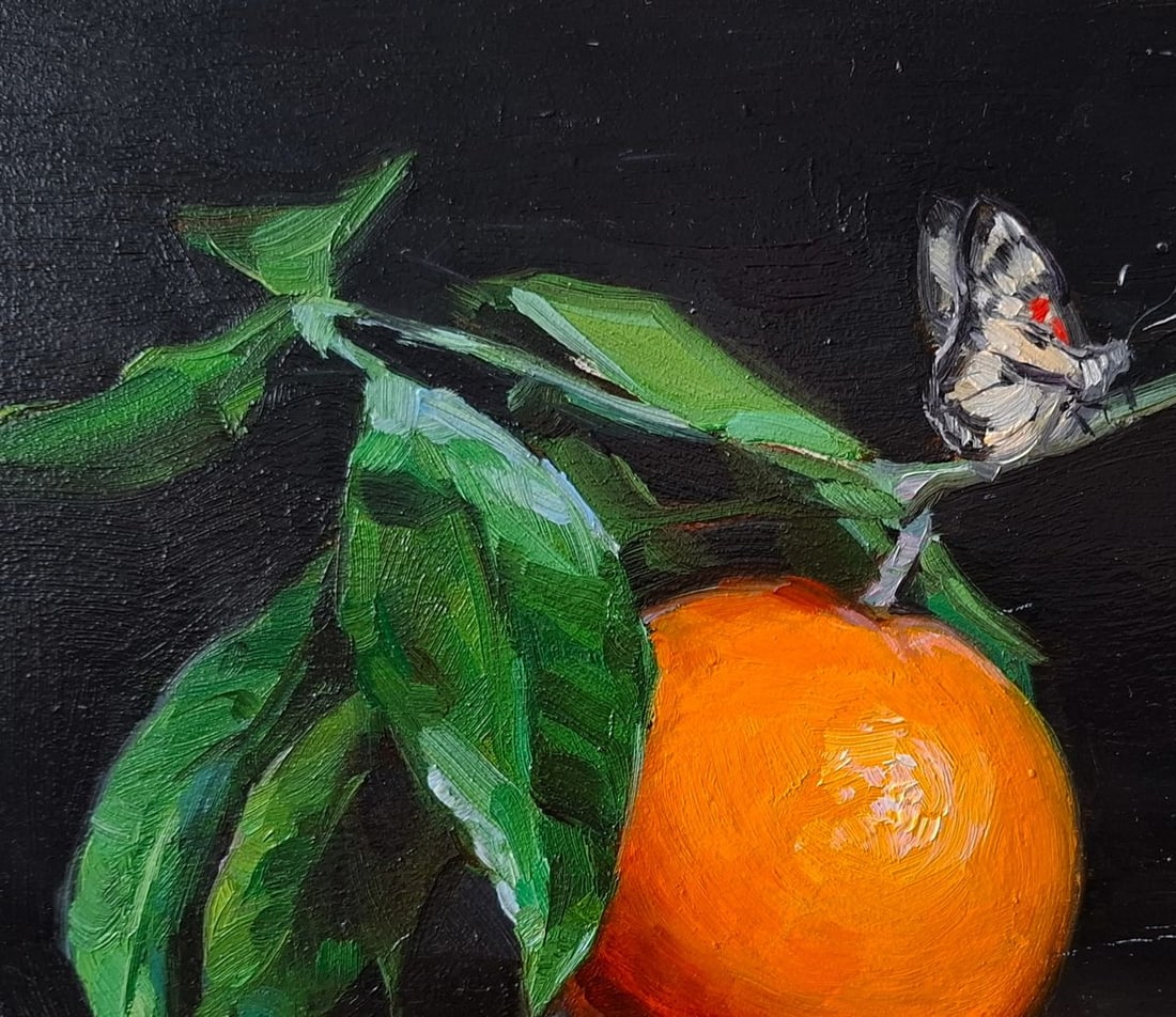 Oil painting Orange and butterflies Pereta Vyacheslav - 2