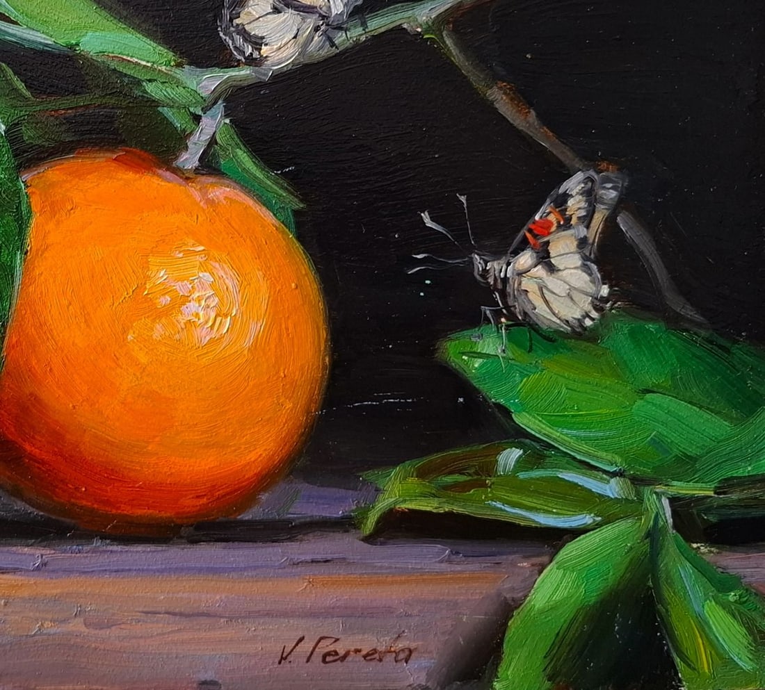 Oil painting Orange and butterflies Pereta Vyacheslav - 5