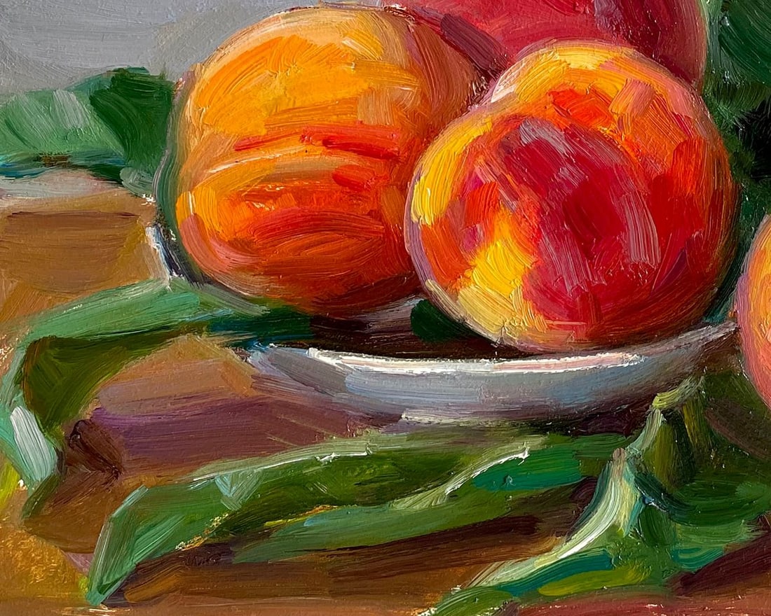 Oil painting Peaches on a plate Pereta Vyacheslav - 4