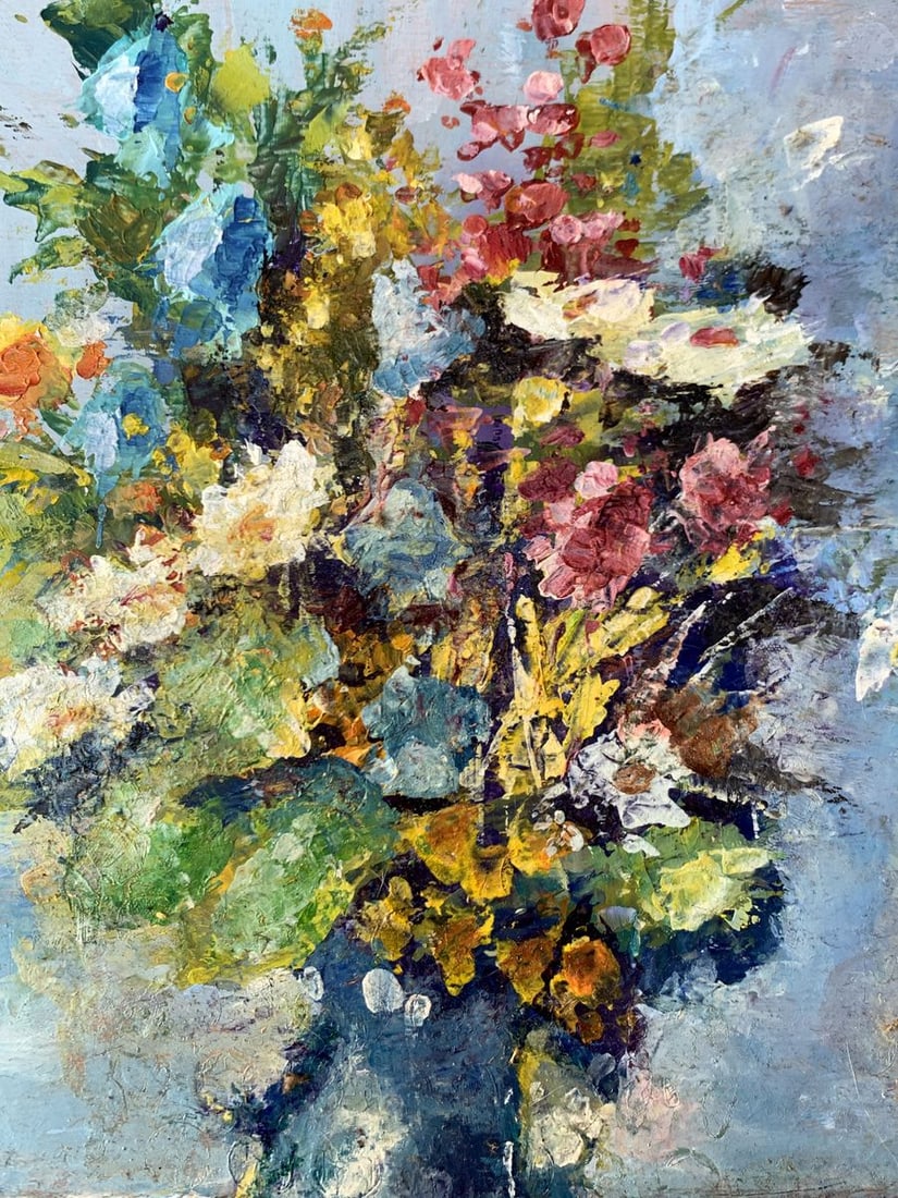 Oil painting Wild flowers in a blue vase Vadim Aksenov - 6