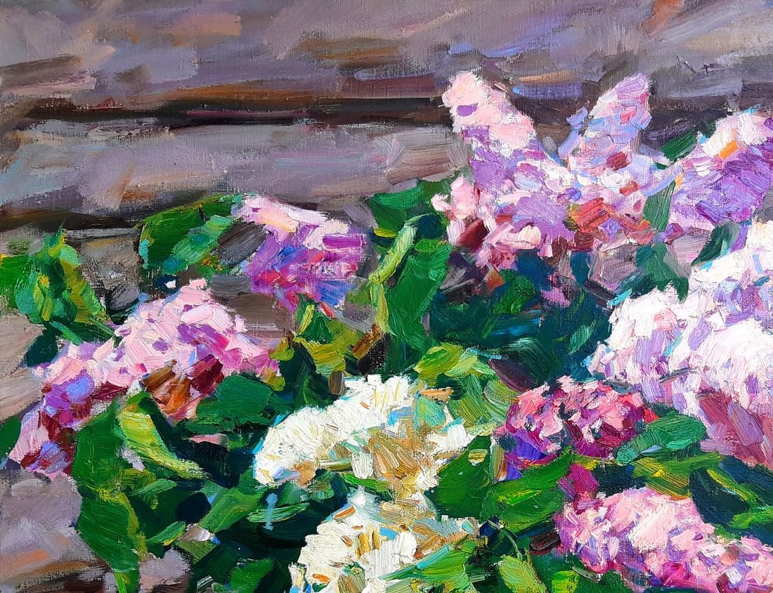 Oli painting Basket with lilac Tepeta Miacheslav - 2