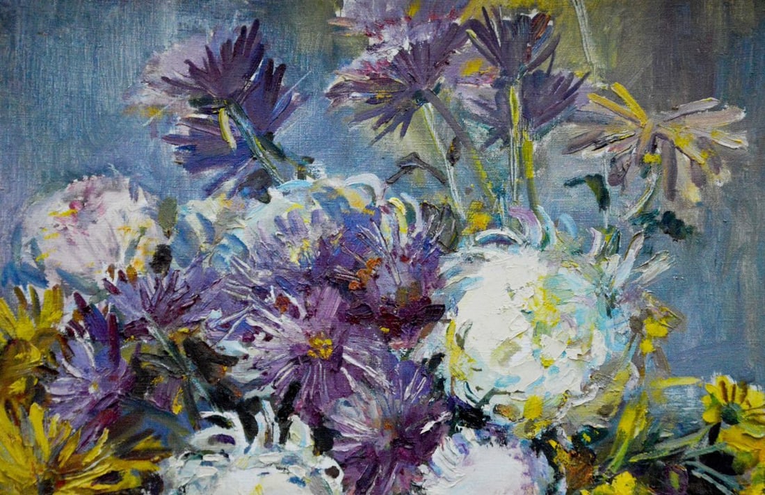 Oil painting Chrysanthemums Polyakova Lyudmila Valentinovna - 5