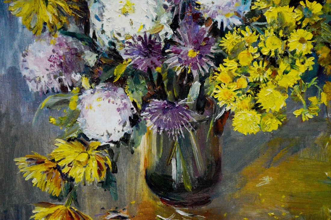 Oil painting Chrysanthemums Polyakova Lyudmila Valentinovna - 8