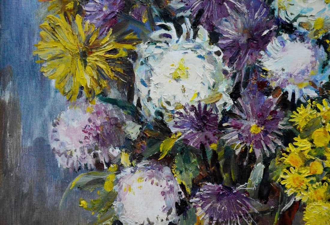Oil painting Chrysanthemums Polyakova Lyudmila Valentinovna - 9