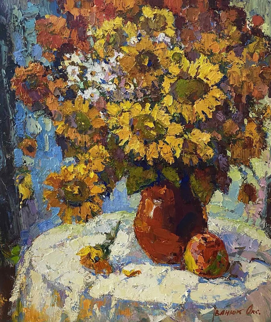 Oil painting Still life with sunflowers Oksana Kalenyuk (1 of 4)