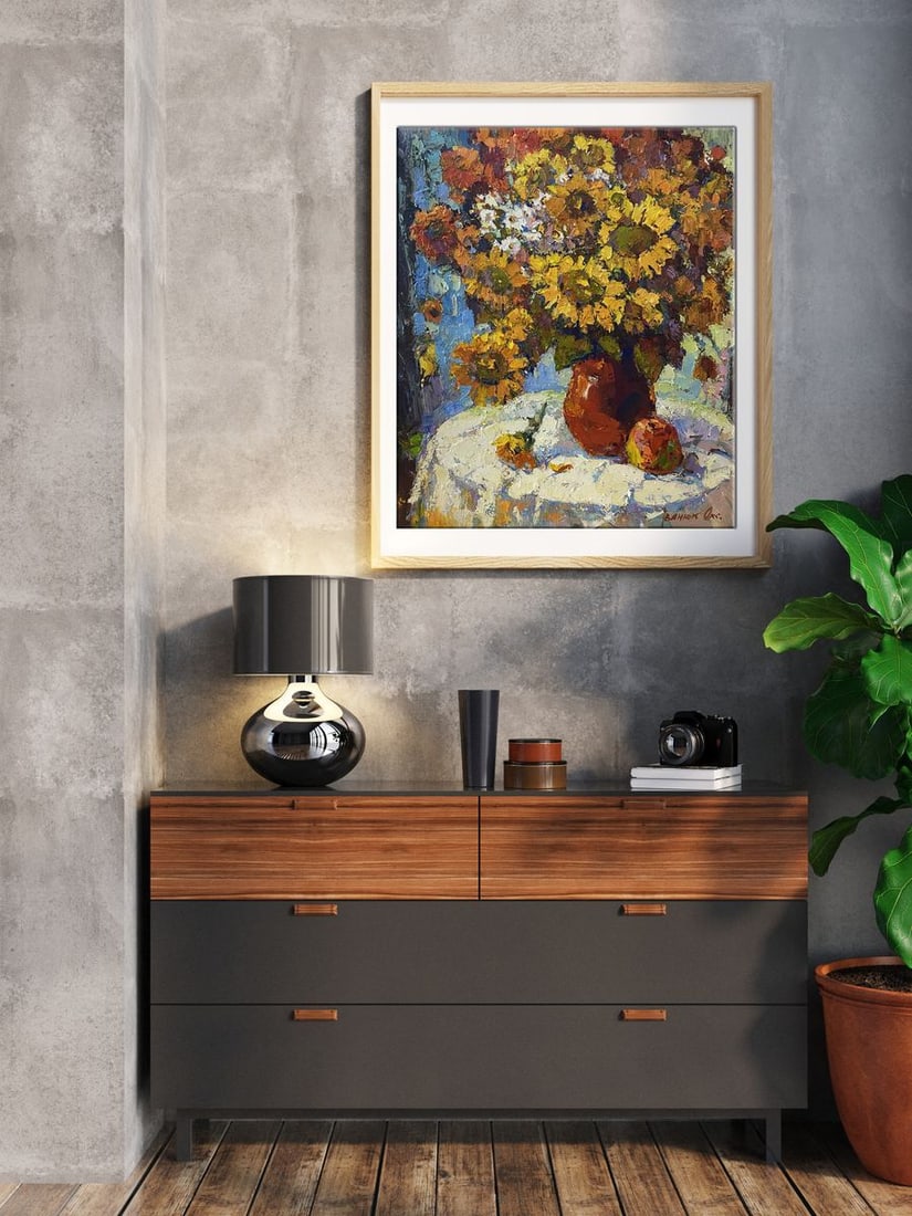 Oil painting Still life with sunflowers Oksana Kalenyuk - 3