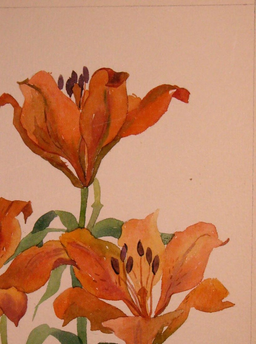 Watercolor painting Lilies Kalebets Valery - 3