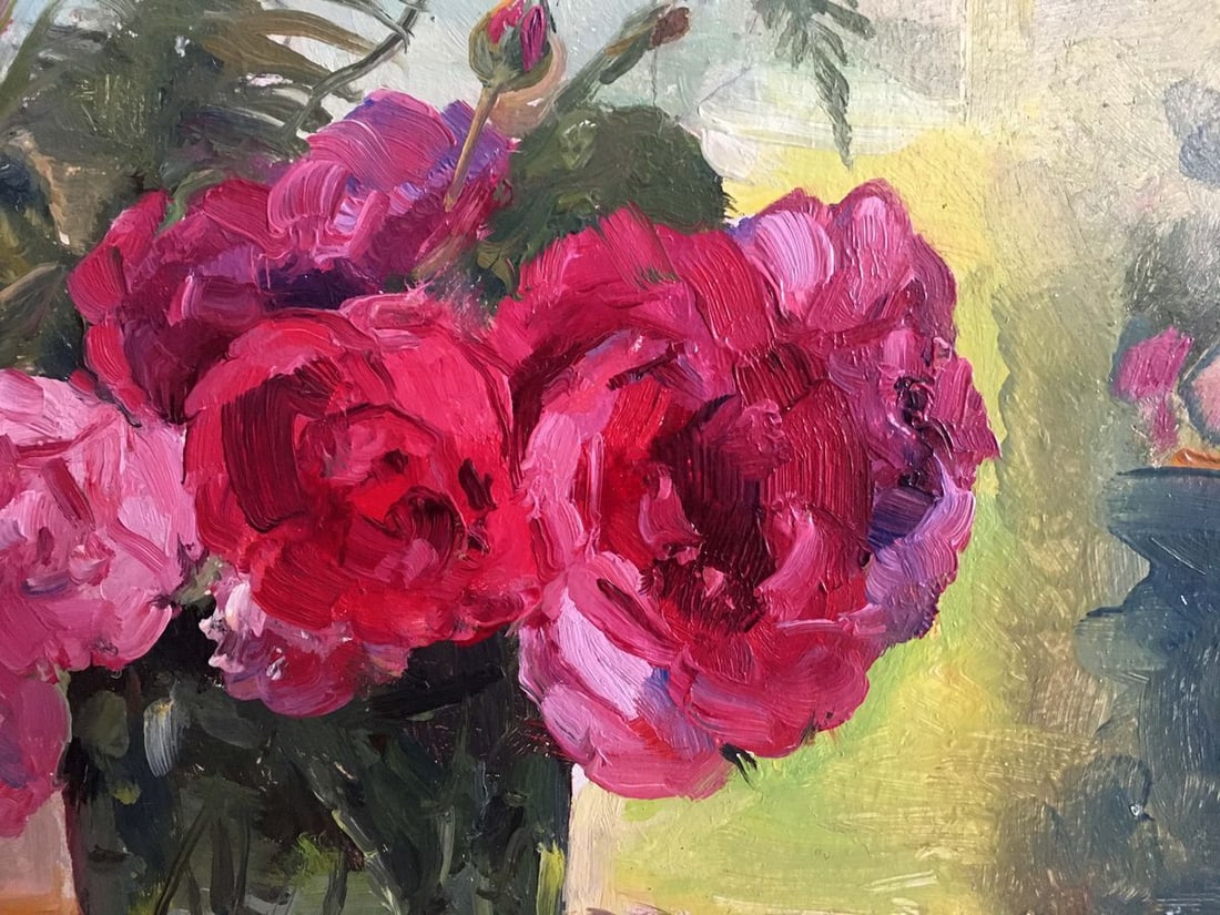 Oil painting Pink roses Konovalyuk Fedor Zotikovich - 3