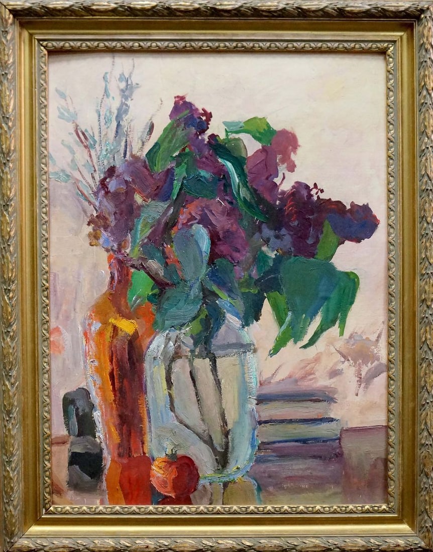 Oil painting Lilac bouquet Gantman Moses Faybovich (1 of 8)
