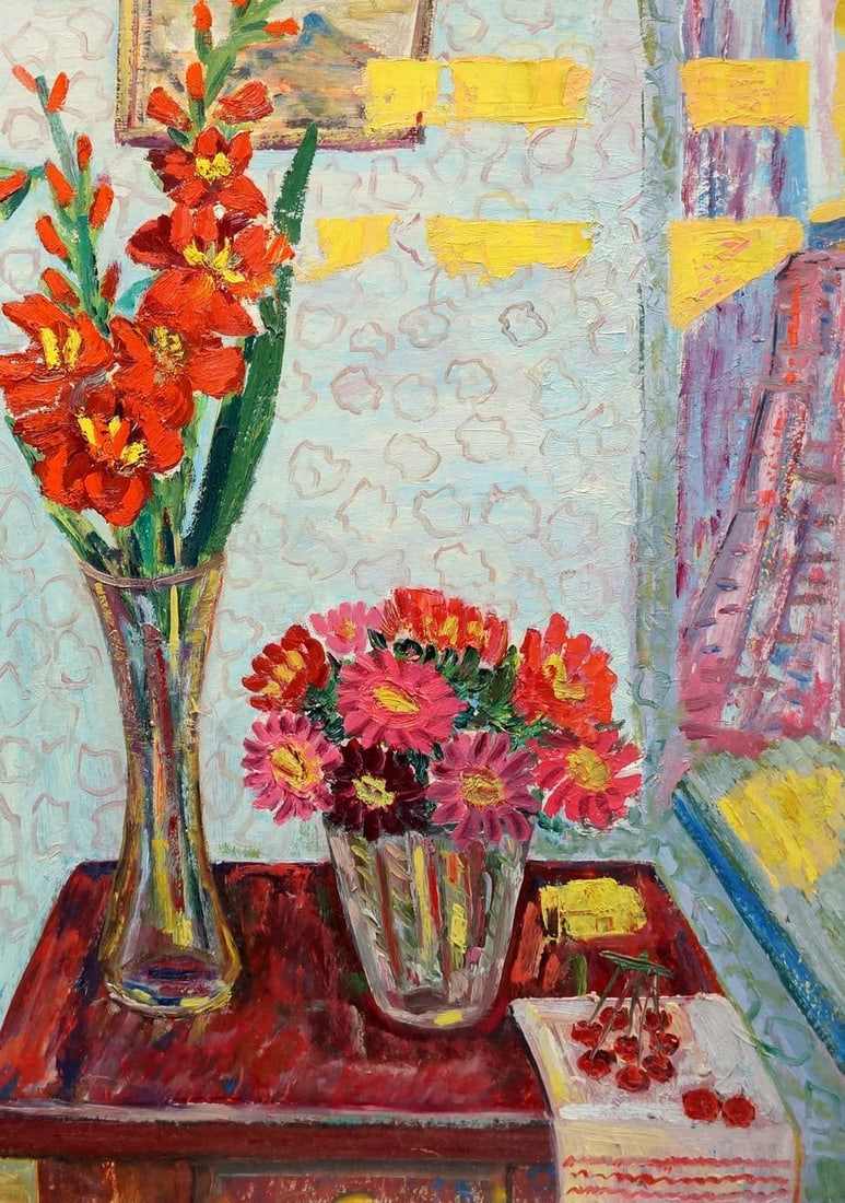 Oil painting Gladiolus Les Tamara (1 of 8)