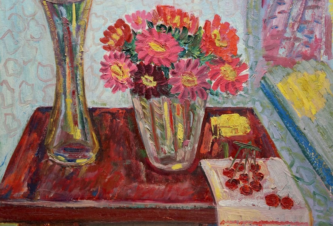 Oil painting Gladiolus Les Tamara - 2