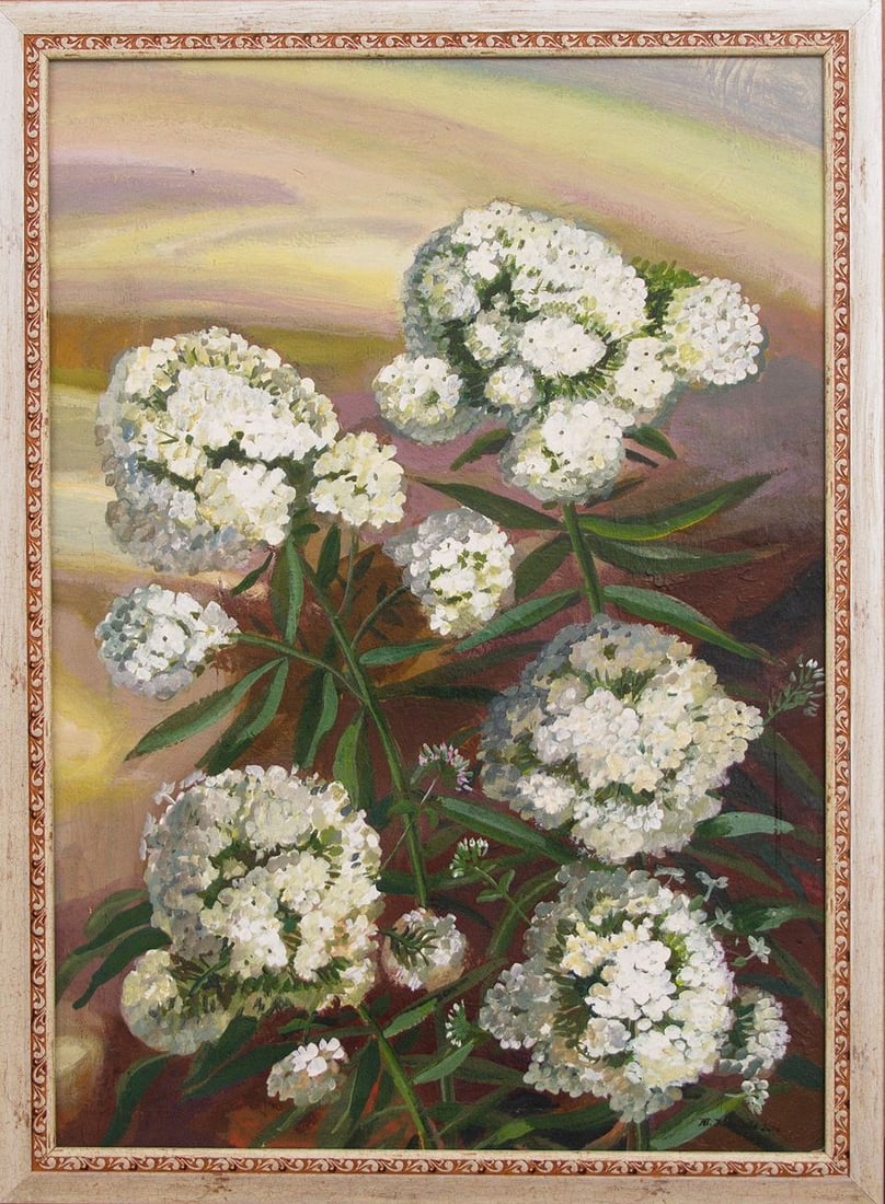 Tempera painting White phlox Kytkov Svatoslav: Title: Tempera painting White phlox Kytkov Svatoslav Description: No.Kytkov 17 *** ABOUT THIS PAINTING *** * TITLE: "White phlox" * ARTISTS: Kytkov Svatoslav * SIZE: 70x50 cm/'27.55x19.68 inches' * pa