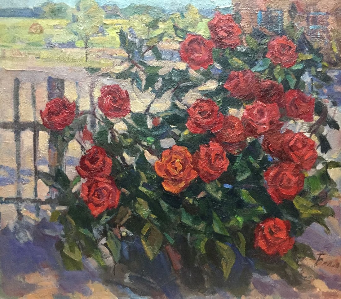 Oil painting Red roses Belov Victor Emelyanovich: Title: Oil painting Red roses Belov Victor Emelyanovich Description: No.Vern 37